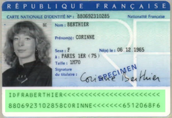 bande mrz carte d'identité 1995