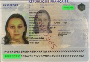 Verification of validity of a French passport, document number