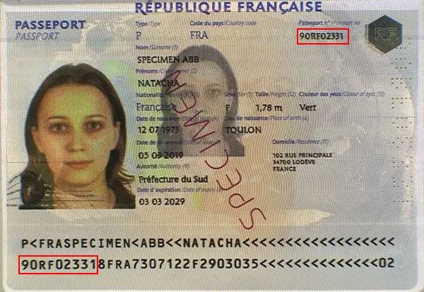 Vérifier un passeport français en ligne, numéro de document Vérifier un passeport français en ligne, numéro de document