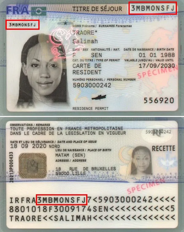 Check a French residence permit online, document number Check a French residence permit online, document number
