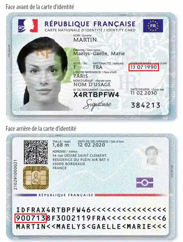 Vérifier une carte d'identité biométrique française, date de naissance Vérifier une carte d'identité biométrique française, date de naissance