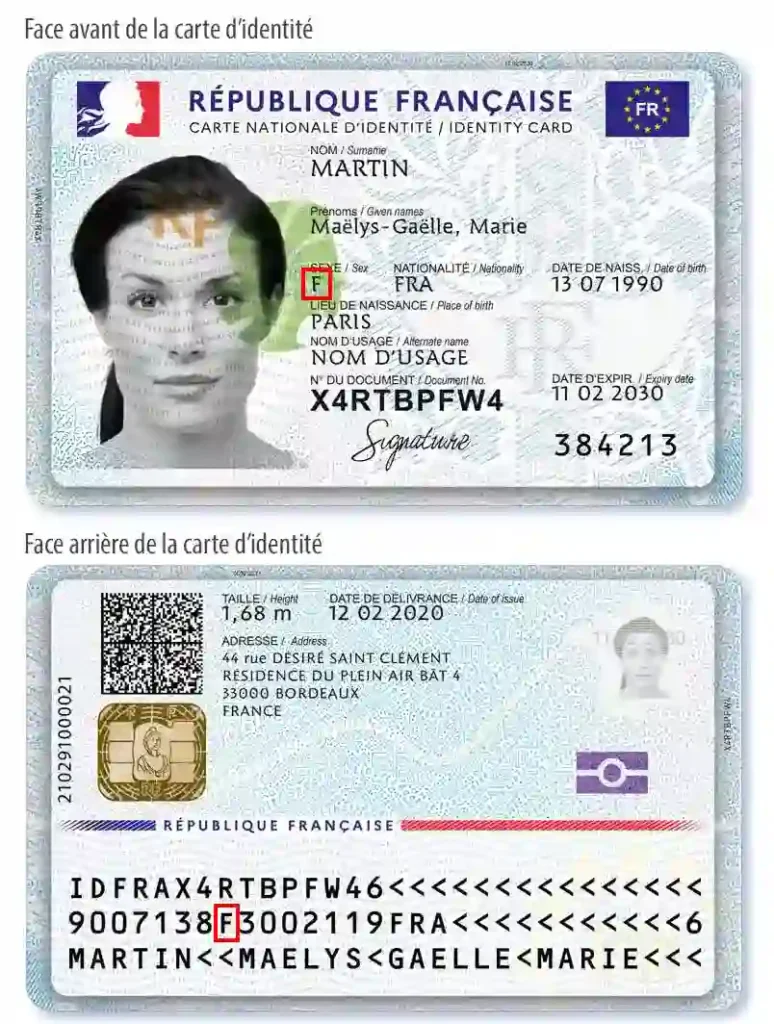 Vérifier une carte d'identité biométrique française, genre du titulaire Vérifier une carte d'identité biométrique française, genre du titulaire