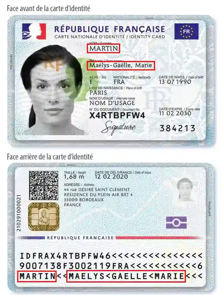 Vérifier une carte d'identité biométrique française, nom Vérifier une carte d'identité biométrique française, nom