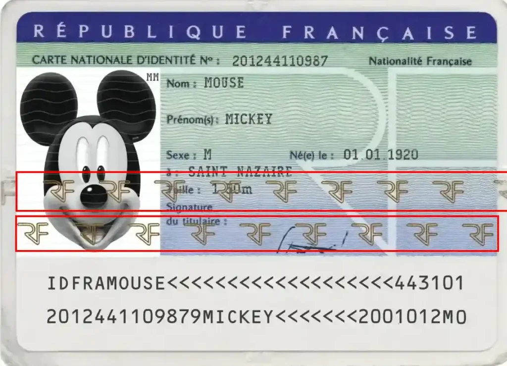 Check a French identity card, RF bands Check a French identity card, RF bands