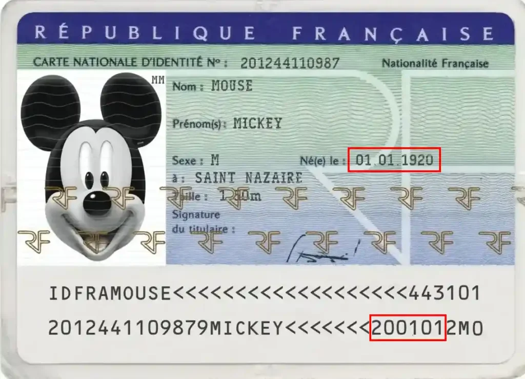 Check a French identity card, date of birth Check a French identity card, date of birth