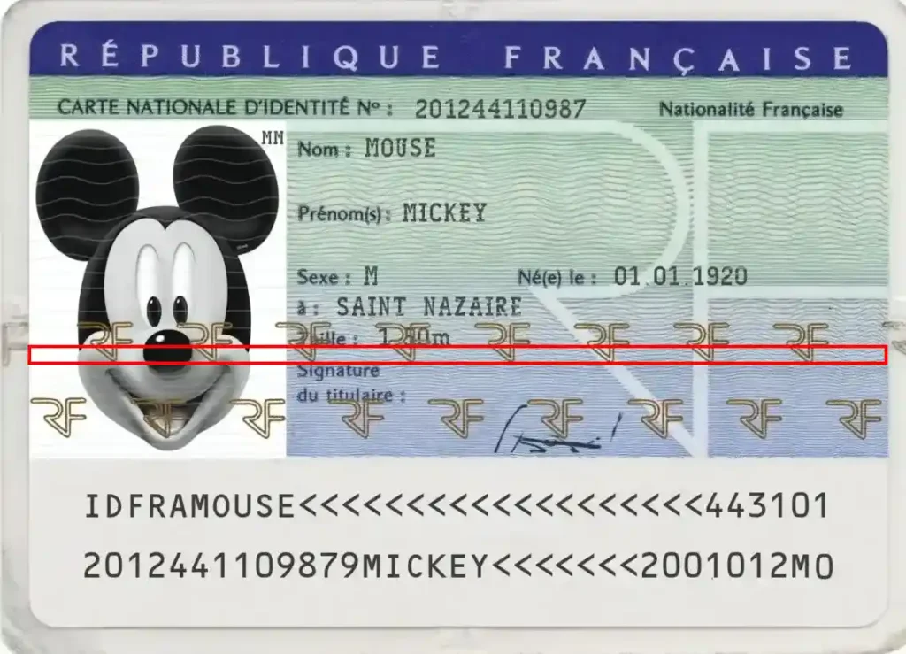 Check a French identity card, security thread Check a French identity card, security thread