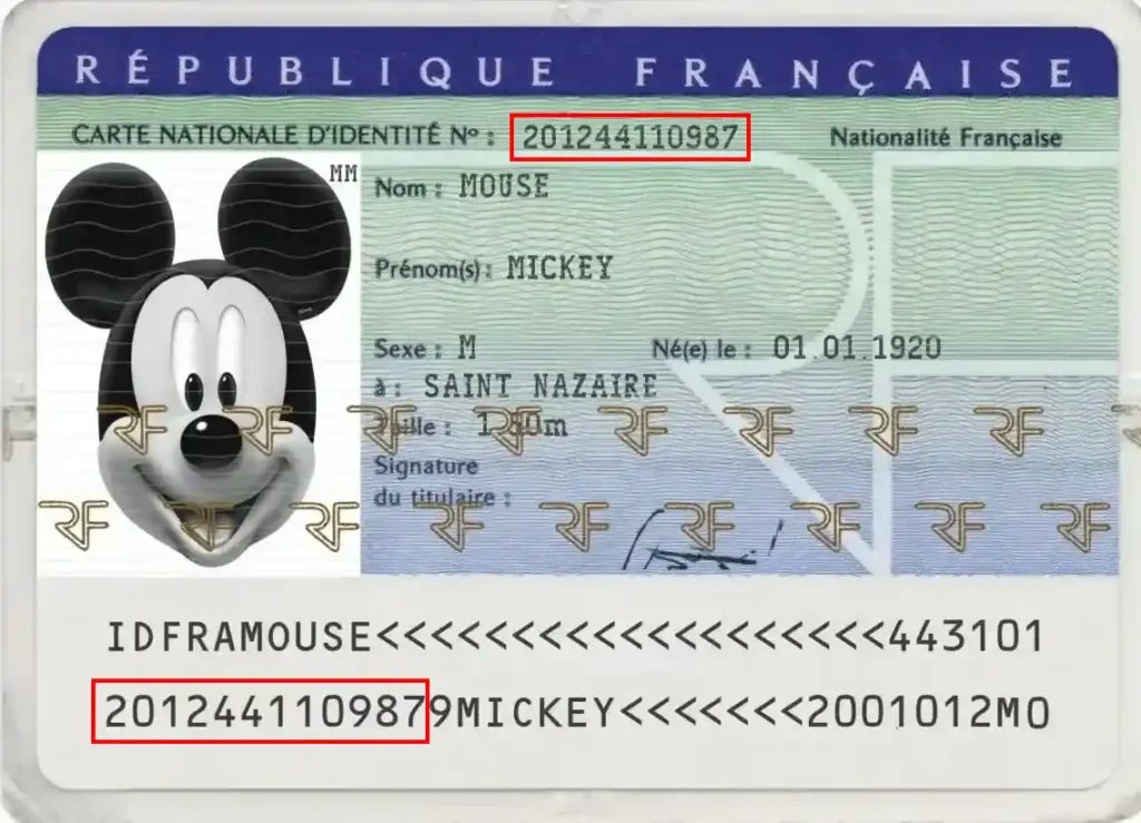 Check a French identity card, document number Check a French identity card, document number