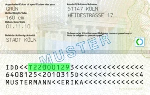 Verification of German identity card validity, document number back