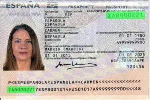 Spanish passport validity check, document number