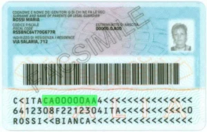 Verificación validez documento de identidad electrónico italiano CIE (Carta di Identità Elettronica), número de serie reverso