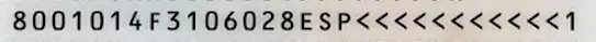 Spanish identity card validity check, MRZ line 2