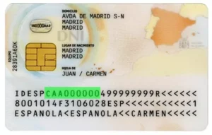 Verification of validity of Spanish identity card, document number on back