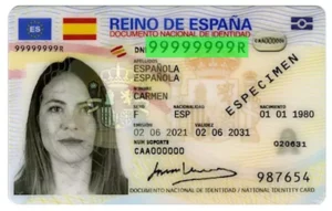 Verification of the validity of the Spanish identity card, personal DNI number on the front