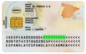 Verification of the validity of the Spanish identity card, personal DNI number on the back