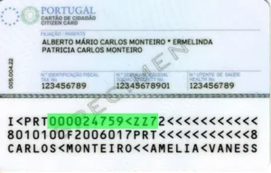 Überprüfung der Gültigkeit des portugiesischen Personalausweises, Dokumentennummer Rückseite