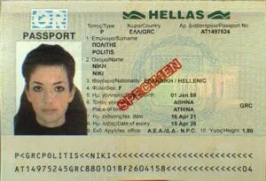 MRZ strip verification Greek passport