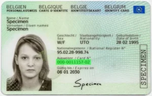 Belgian eID identity card validity check, card number front