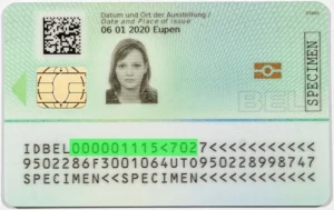 Belgian eID identity card validity check, card number back