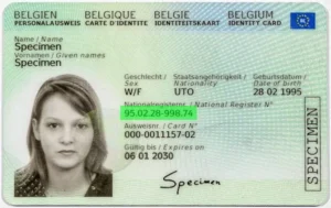 Belgian eID identity card validity check, Belgian national register number NISS front