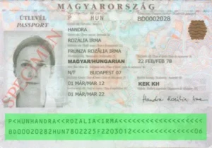 Vérification validité passeport hongrois, validation MRZ