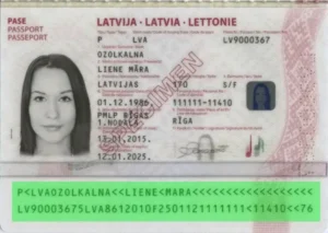 Verification of the validity of the Latvian passport, MRZ validation