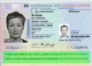Verification of the validity of the Dutch passport, MRZ validation