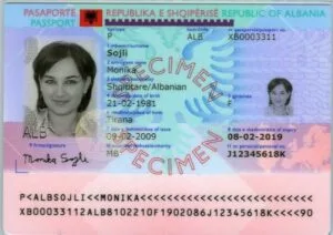 Albanian Passport MRZ Tape Verification