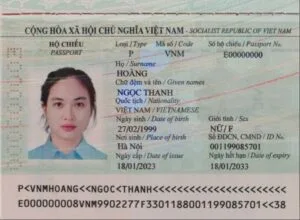 Vérification bande MRZ passeport vietnamien