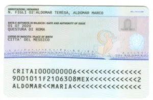 Verification of mrz Italian residence permit