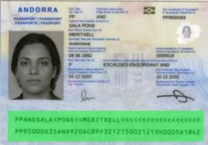 Verification of the validity of the Andorran passport, MRZ validation