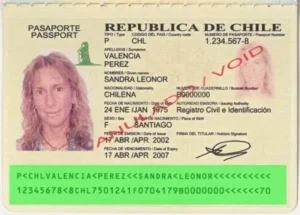 Verification of the validity of the Chilean passport, MRZ validation