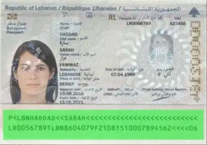 Vérification validité passeport libanais, validation MRZ