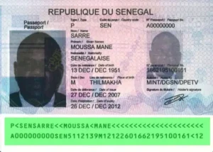 Verification of the validity of the Senegalese passport, MRZ validation
