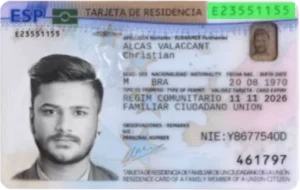 Verification of validity of Spanish residence permit, document number on the front