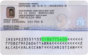 Verification of validity of Spanish residence permit, personal number on the back