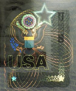 Verify a US passport, optically variable ink page 2