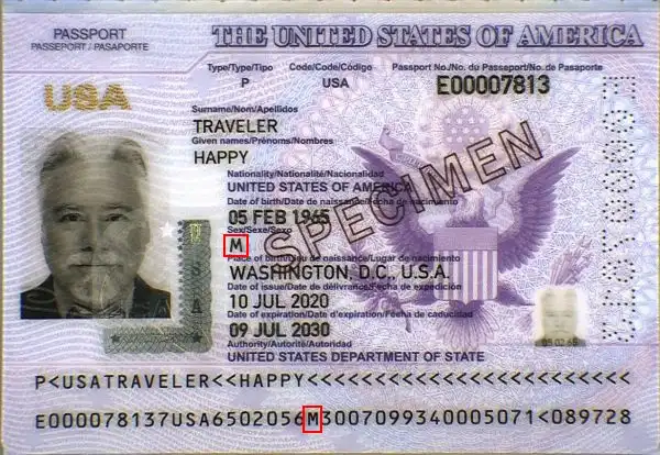 Verifique el género del titular del pasaporte estadounidense Verifique el género del titular del pasaporte estadounidense