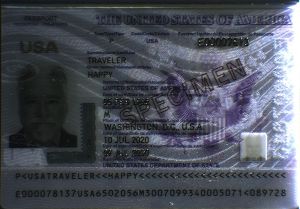 Verify a US passport, oblique lighting page 2