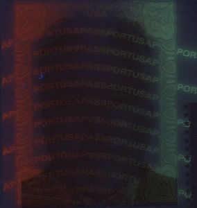 Verify a US passport, ghost image ultraviolet page 2
