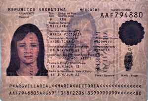 Verify an Argentine passport online, biographical data watermark