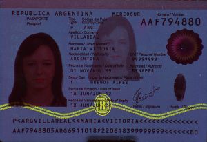 Verify an Argentine passport online, biographical data ultraviolet