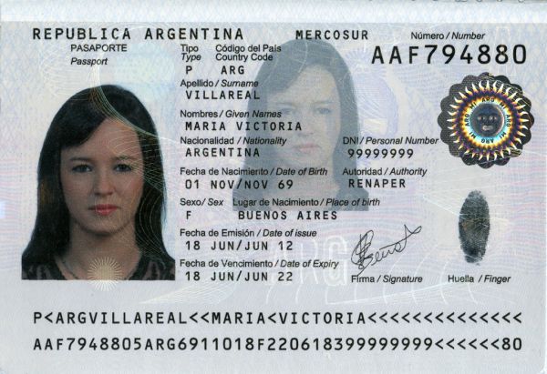 Verify an Argentine passport online, biographical data
