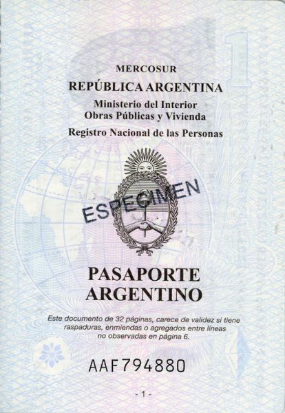 Verify an Argentine passport online, inner page