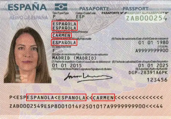 Comprobar pasaporte español, nombre Comprobar pasaporte español, nombre