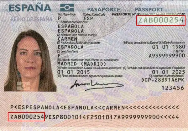 Comprobar pasaporte español, número de documento Comprobar pasaporte español, número de documento