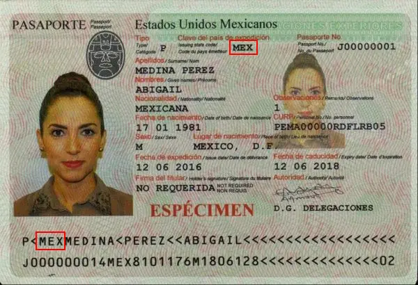 Verify a Mexican passport online, issuing country