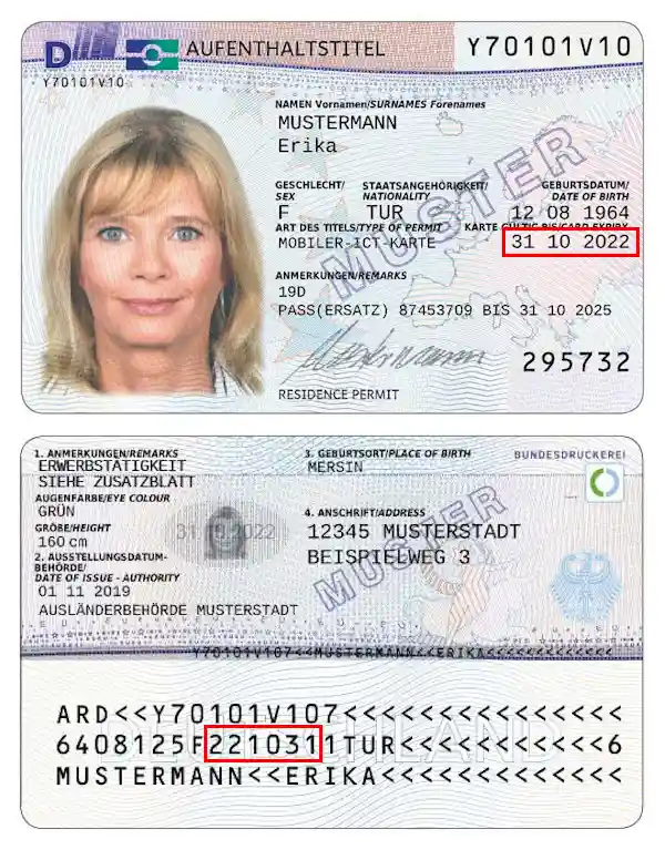 Vérifier un titre de séjour allemand, date d'expiration Vérifier un titre de séjour allemand, date d'expiration