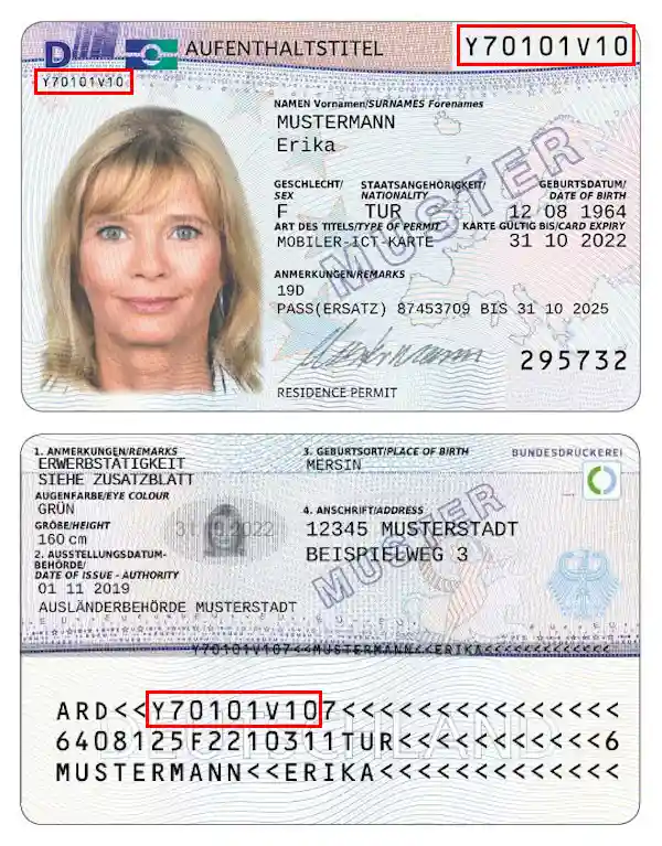 Vérifier un titre de séjour allemand, numéro de document Vérifier un titre de séjour allemand, numéro de document