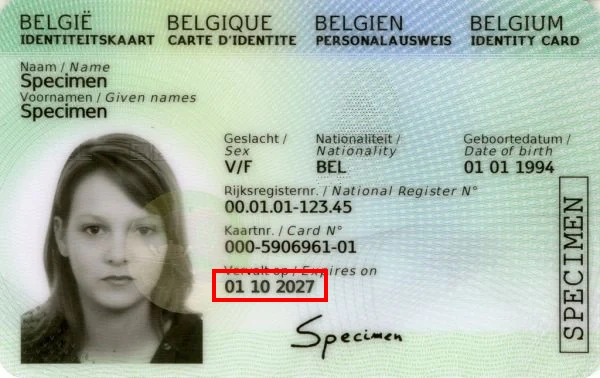 Consultar el documento de identidad belga online, anverso y fecha de caducidad Consultar el documento de identidad belga online, anverso y fecha de caducidad