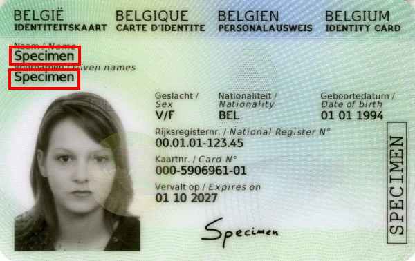 Consultar el documento de identidad belga online, anverso y nombre Consultar el documento de identidad belga online, anverso y nombre